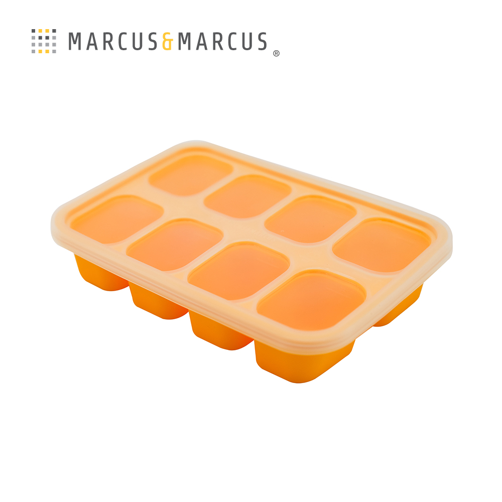MARCUS＆MARCUS 動物樂園造型矽膠副食品分裝保存盒-8格30ml-黃
