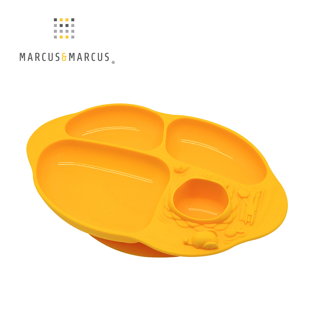 MARCUS＆MARCUS 動物樂園造型吸力分隔餐盤-黃