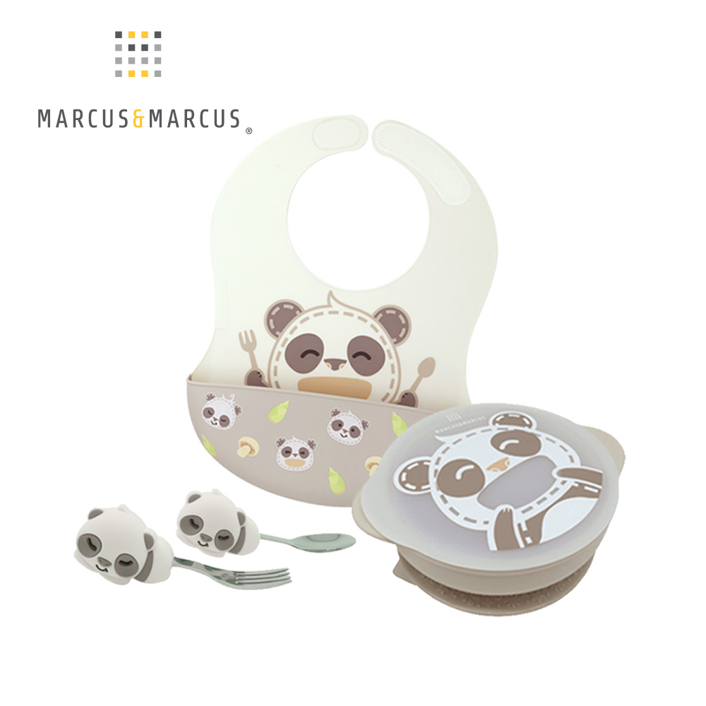 MARCUS＆MARCUS 幼兒自主學習餐具3件組-貓熊款