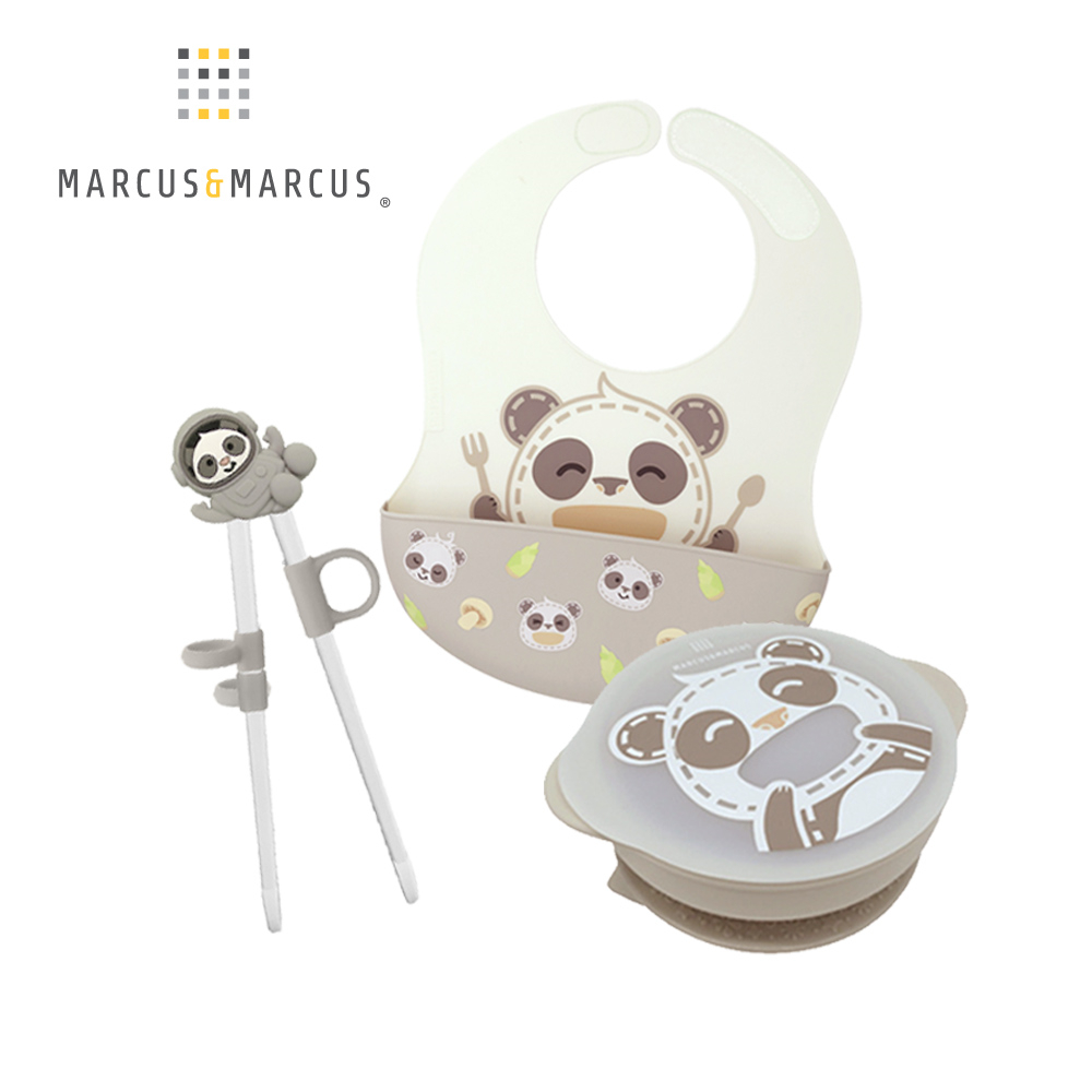 MARCUS＆MARCUS 兒童進階學習餐具3件組-貓熊款