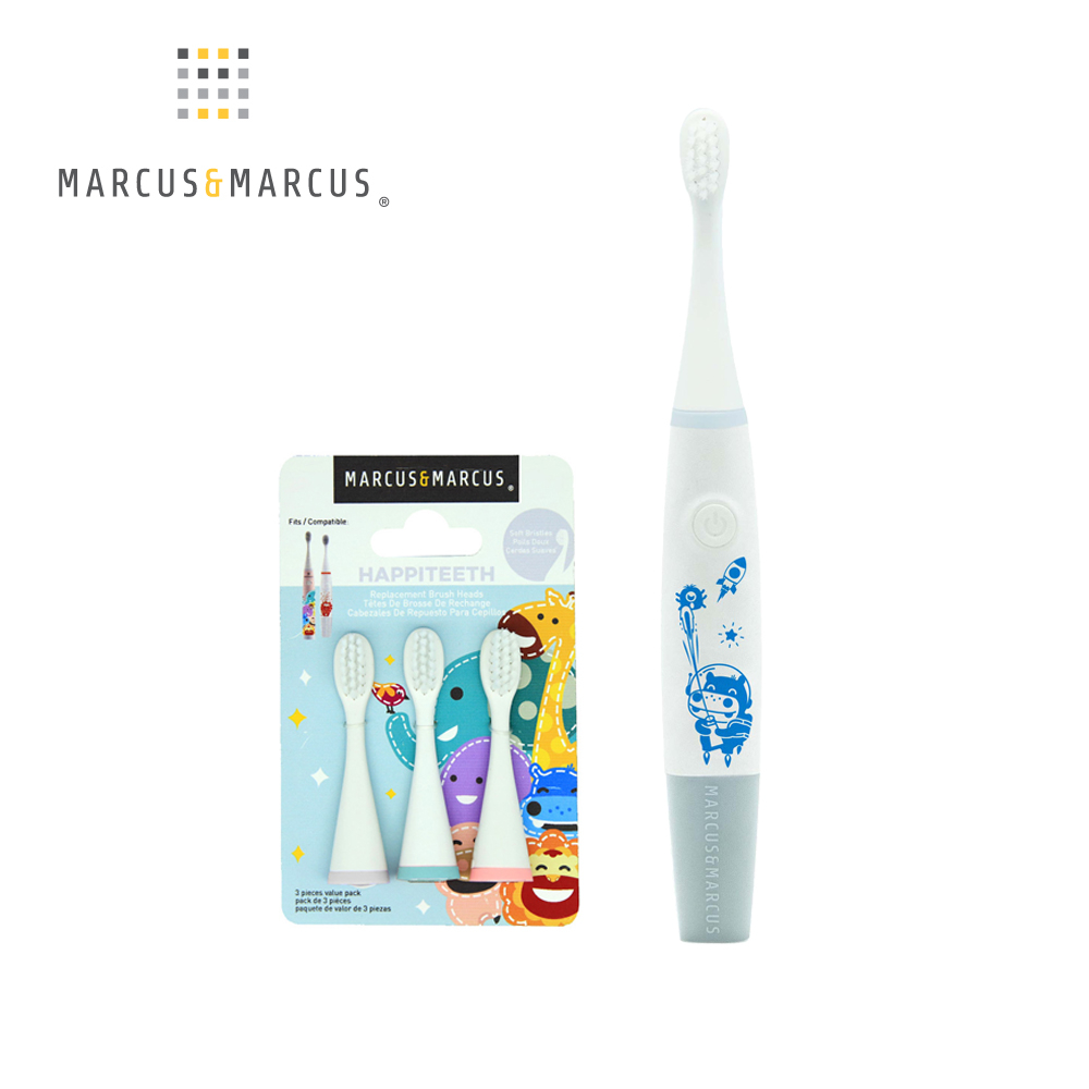 MARCUS＆MARCUS 兒童音波電動牙刷時尚2件組-藍