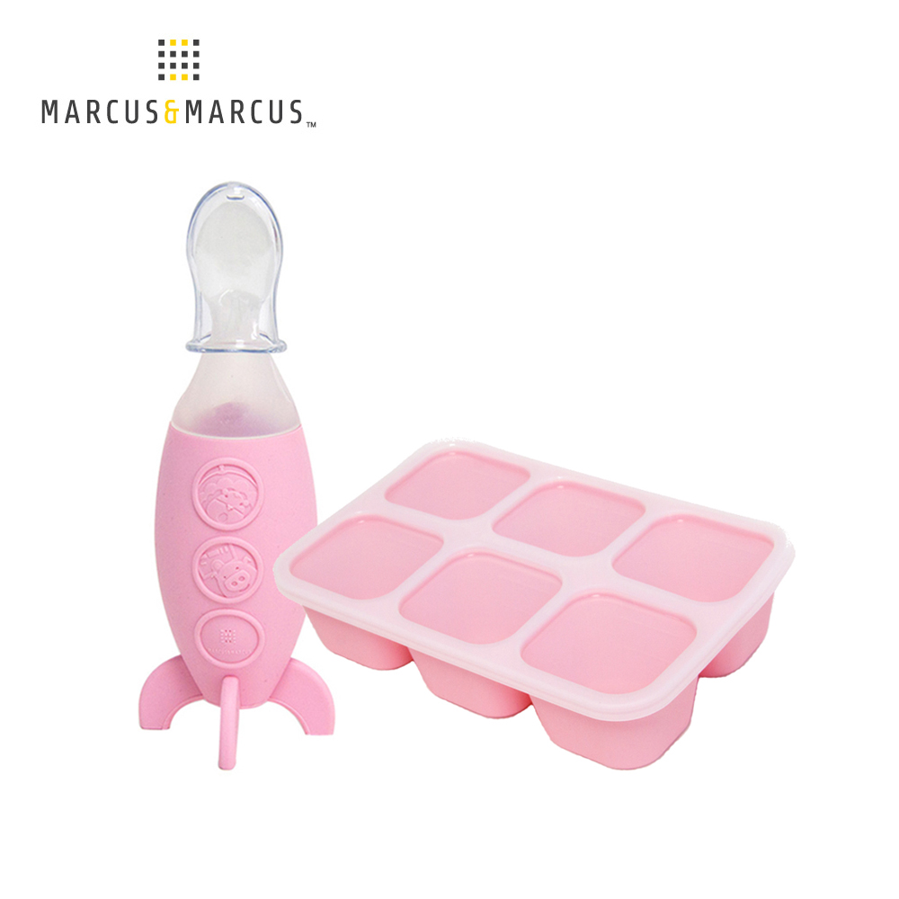 MARCUS＆MARCUS 哺育副食品2入組(餵食器+分裝盒)-粉