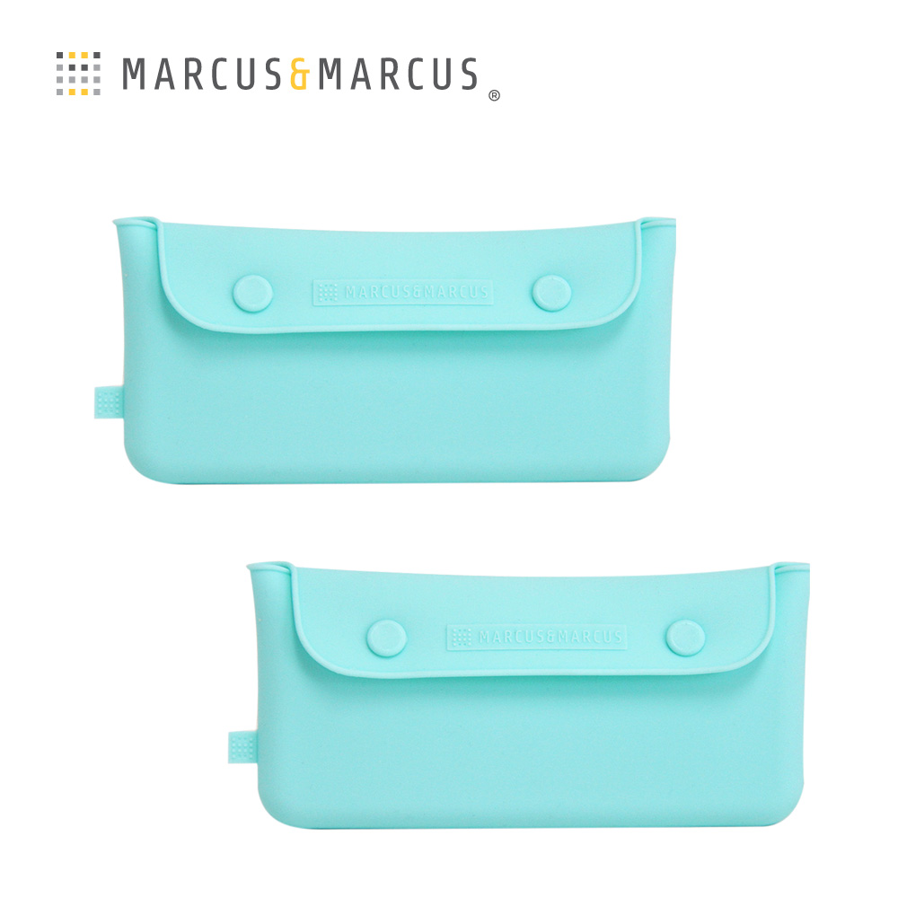MARCUS＆MARCUS 輕巧矽膠餐具收納袋2入組-湖水綠