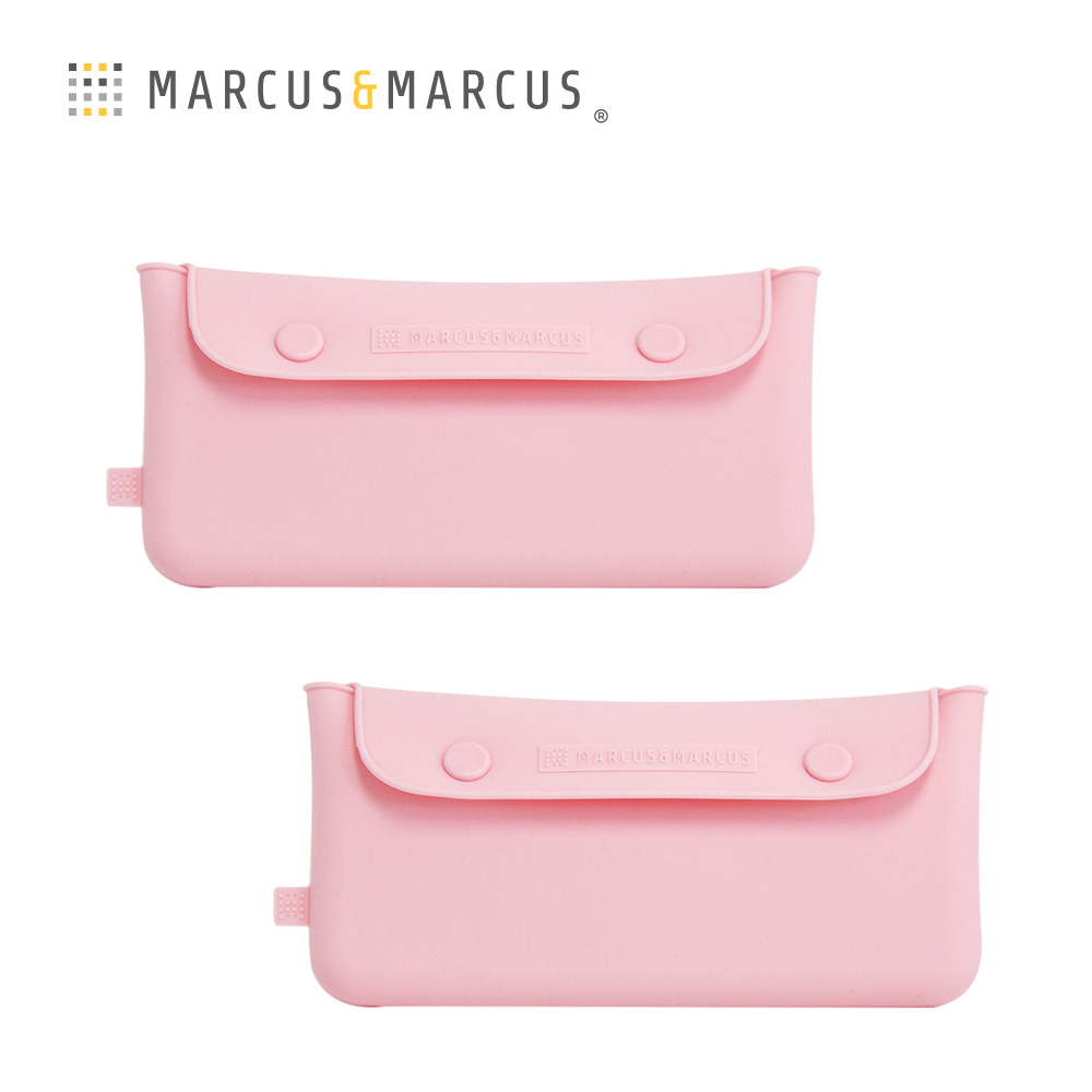 MARCUS＆MARCUS 輕巧矽膠餐具收納袋2入組-玫瑰粉