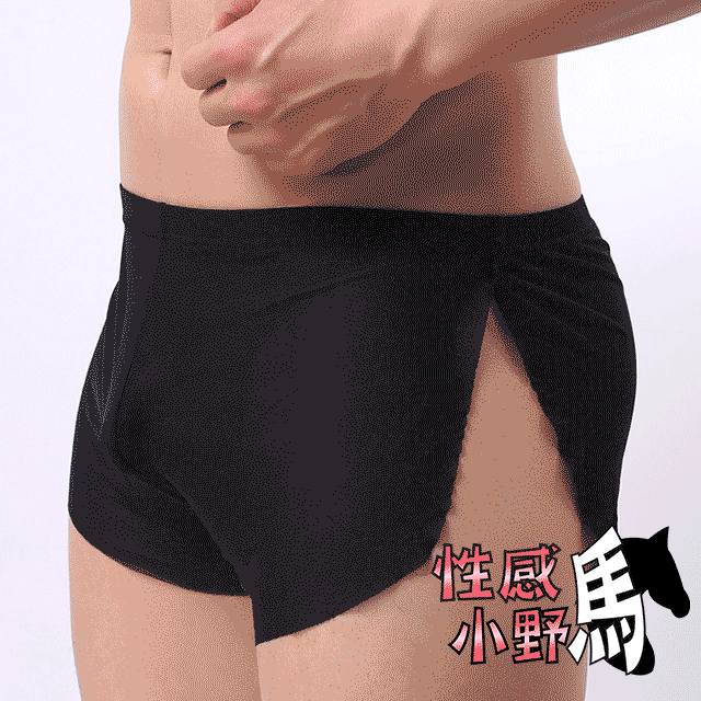 性感小野馬-男性平角內褲半透明蕾絲內褲性感透氣低腰薄紗(A4052)L-2XL