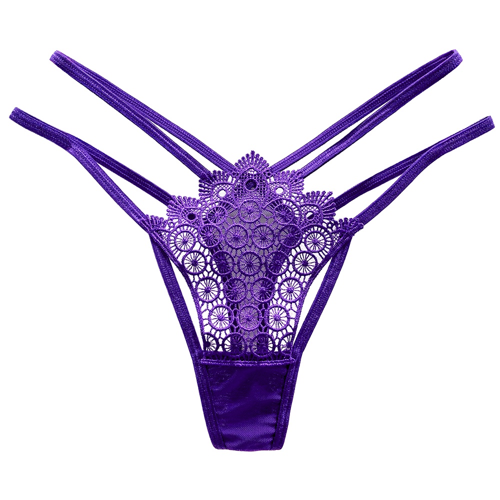 《女人香》人魚泡泡 鏤空刺繡低腰性感丁字內褲-丁香紫