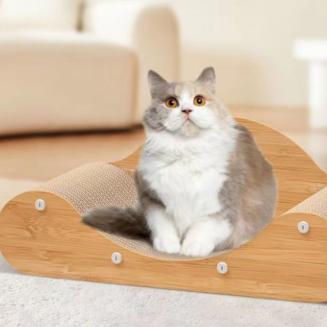 木質沙發貓抓板-原木色/磨爪/寵物用品/貓抓板/喵床/貓玩具/貓咪用品