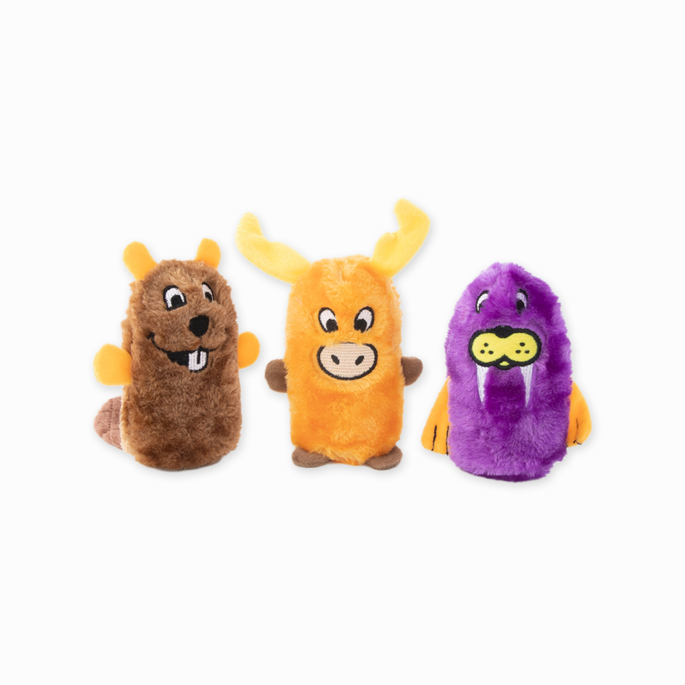 ZippyPaws 毛茸茸夥伴-海狸、駝鹿、海象 寵物玩具 (啾啾聲 有聲玩具 狗玩具 )