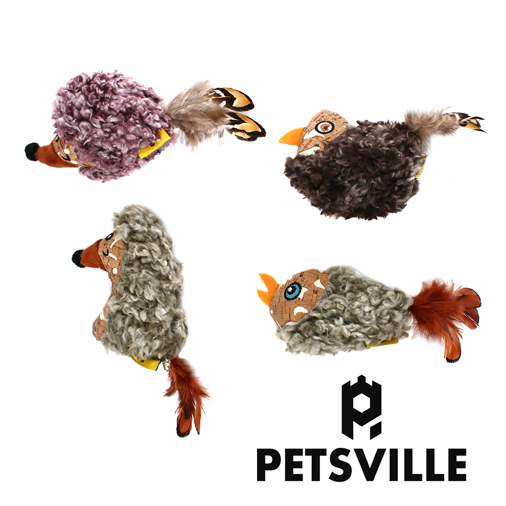 【Petsville派思維】木皮絨絨系列貓咪耐咬發聲玩具(4款任選)