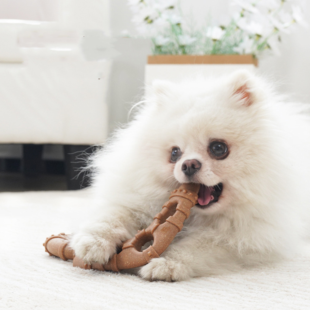 木塑骨頭磨牙棒耐咬潔齒自嗨解悶中小犬型寵物玩具2入組