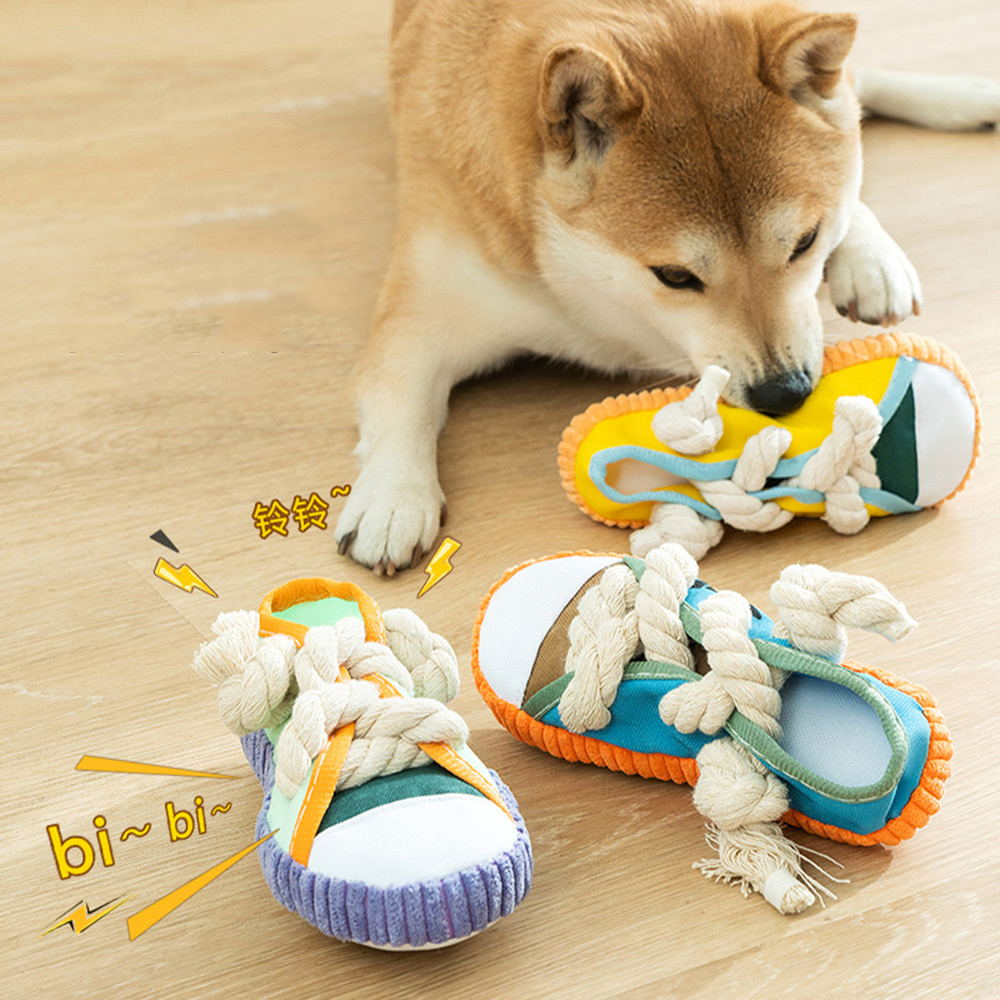 寵物愛家咬咬鞋發聲磨牙耐咬棉繩結訓練小型犬寵物狗玩具
