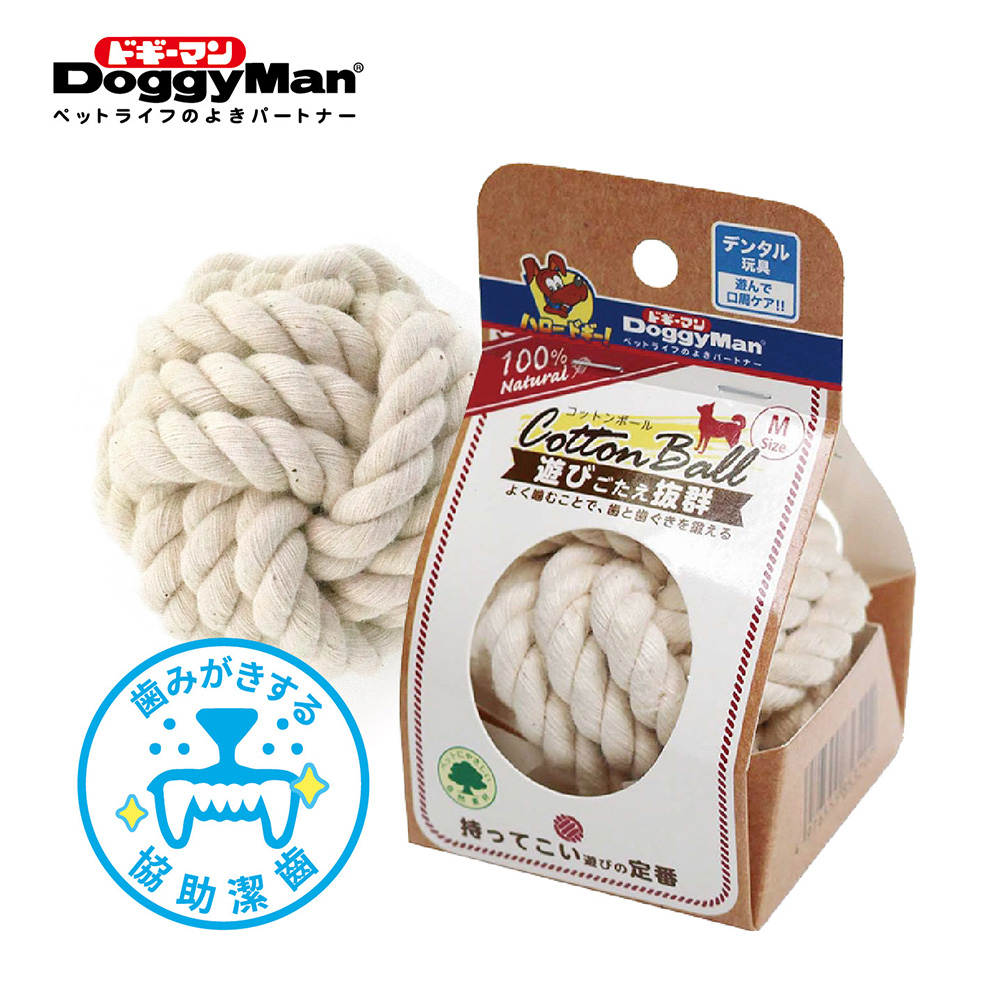 Doggyman 犬用自然素材棉質潔牙遊戲球-M