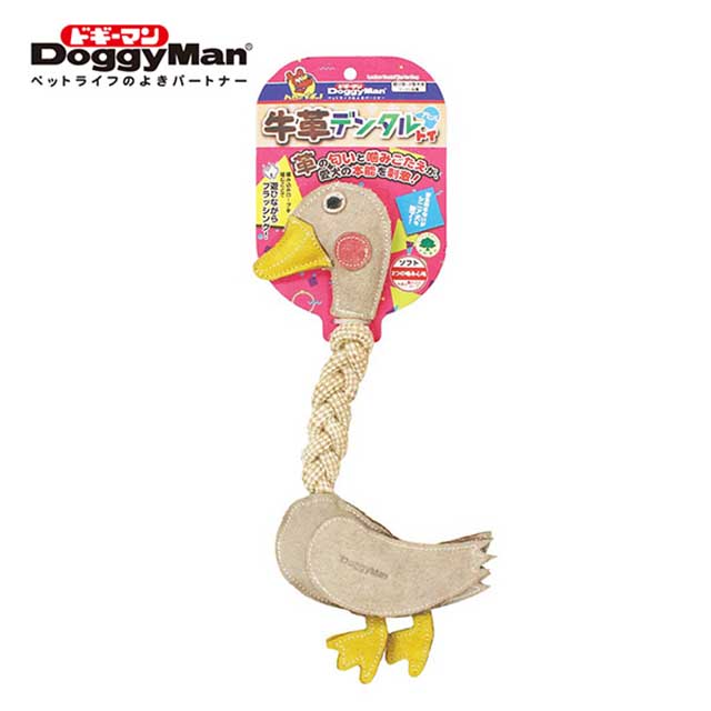 DoggyMan 犬用牛革潔牙繩結玩具-鴨子