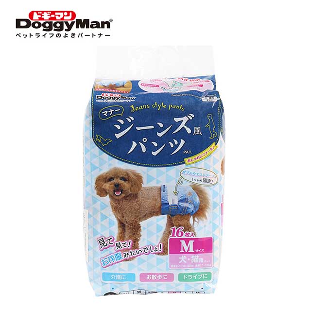 DoggyMan 犬貓用牛仔藍防側漏紙尿褲(16入)-M