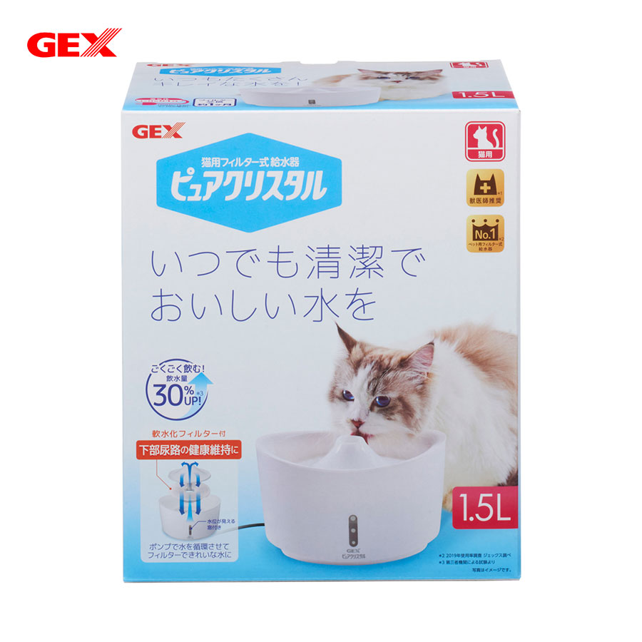 【GEX】視窗型貓用飲水器1.5L白色