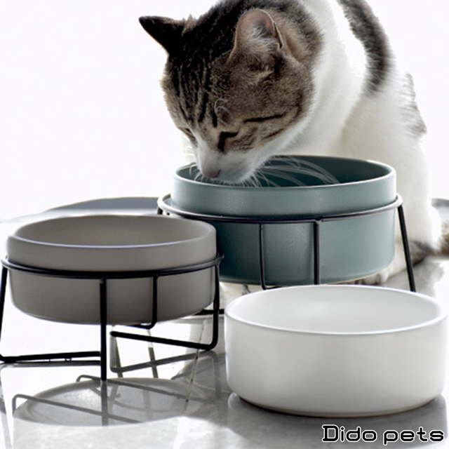 【Dido Pets】簡約風 陶瓷寵物碗-單碗 (白/灰/綠) (PT001)