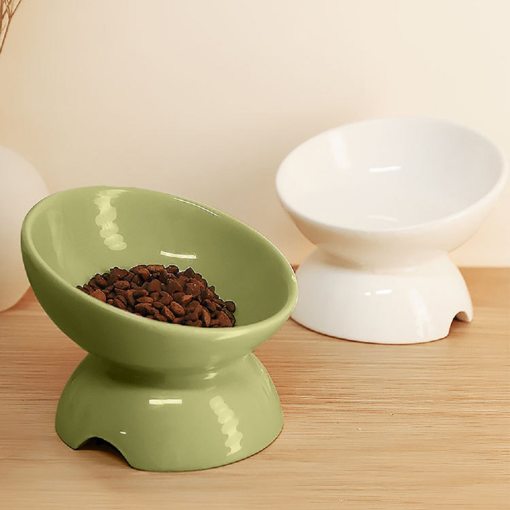 斜口護頸陶瓷餐碗 陶瓷寵物碗貓碗