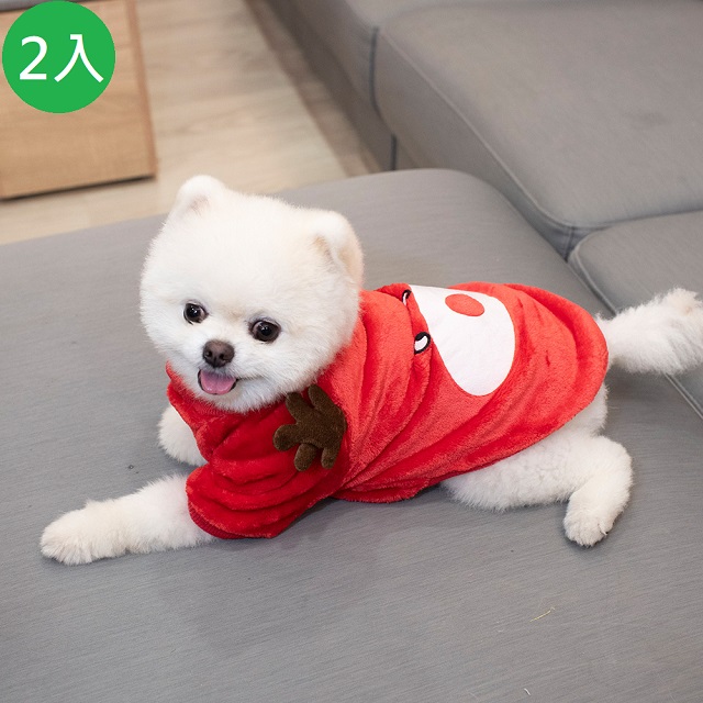 【MIT 藻土屋】法蘭絨 可愛冬季寵物衣 2入(4色任選)