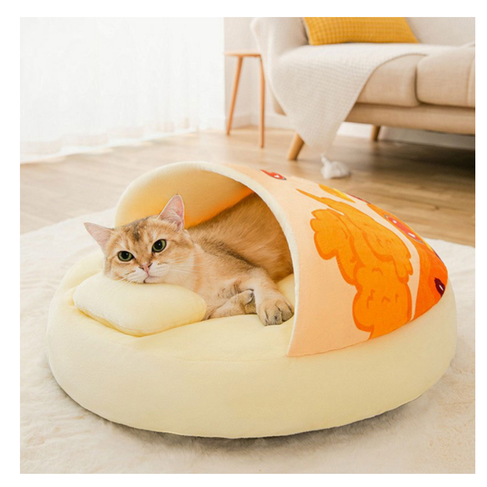 【寵物愛家】貓犬用品秋冬溫馨保暖帶枕寵物窩