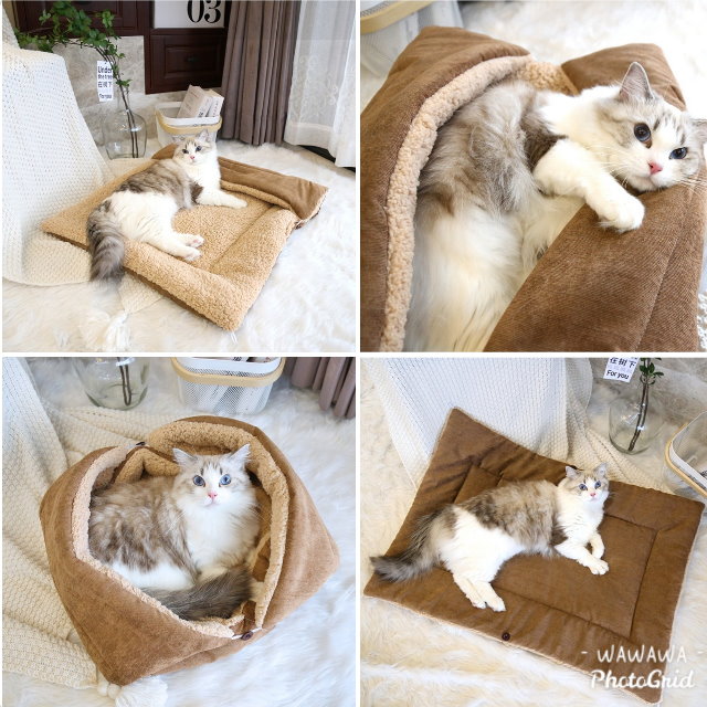 【WAWAWA】日韓風保暖加絨加厚可折疊多型態貓狗睡窩床墊
