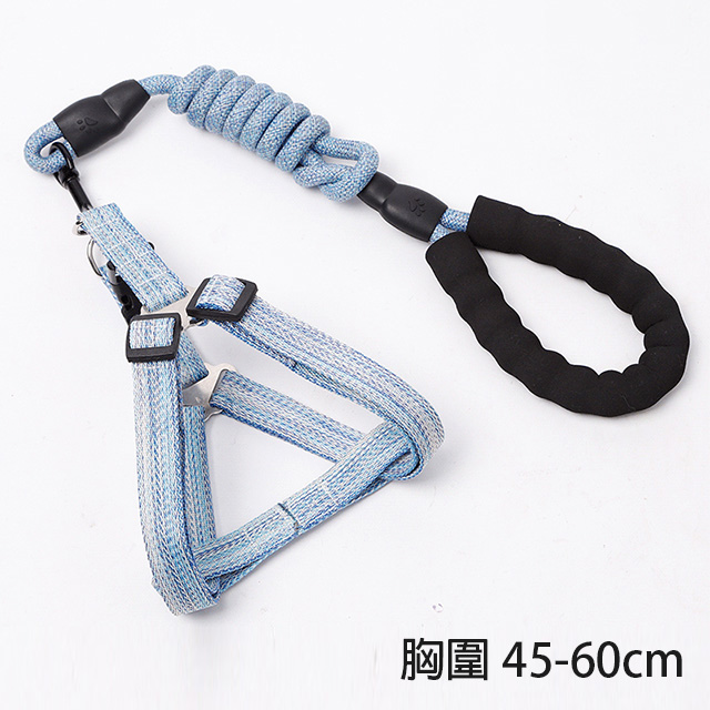 《Stylelife》寵物胸背亞麻牽引繩-2cm(藍)