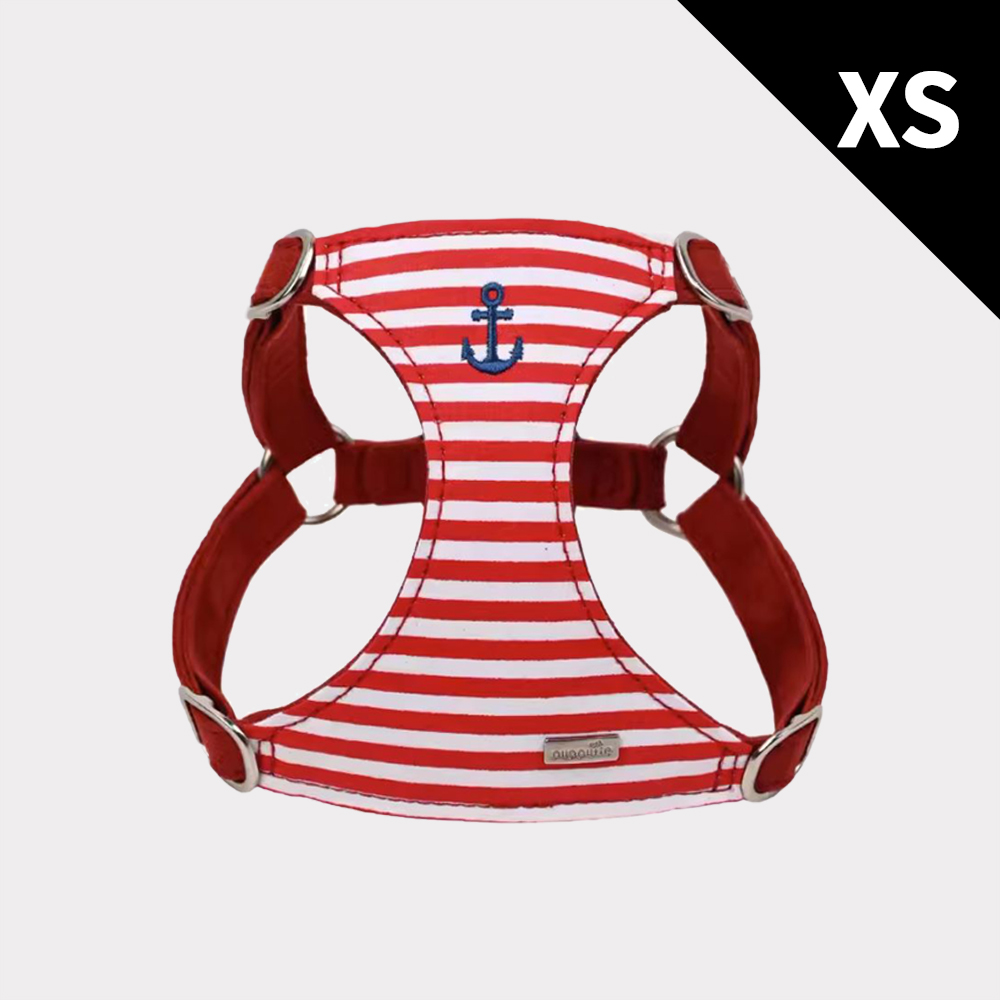 puppytie 海軍風 水手紅-XS 寵物胸背帶+牽繩組
