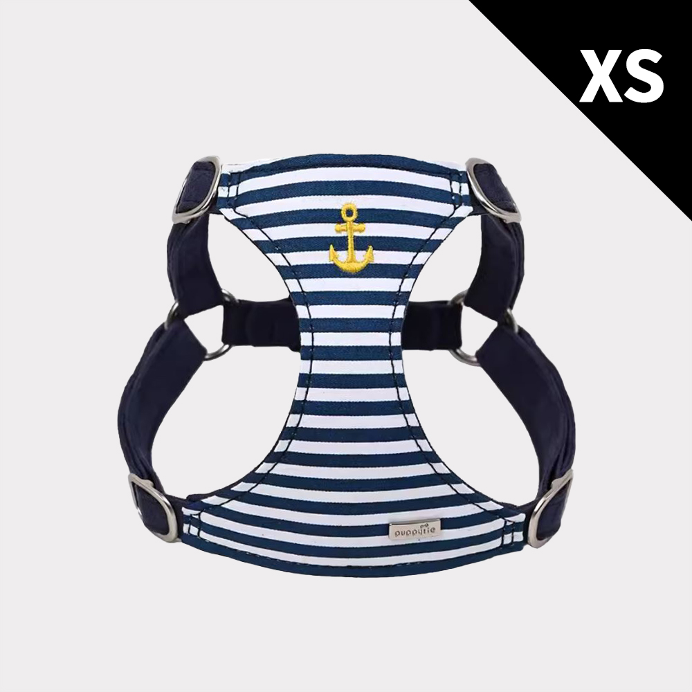 puppytie 海軍風 海軍藍-XS 寵物胸背帶+牽繩組
