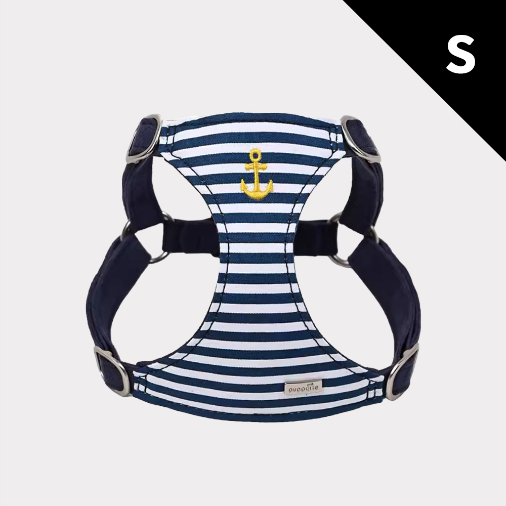 puppytie 海軍風 海軍藍-S 寵物胸背帶+牽繩組