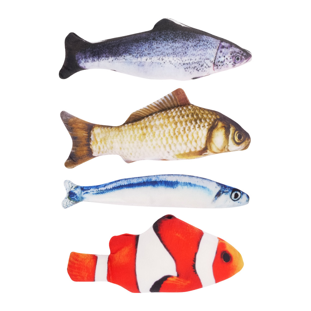 TRENY 極鮮絨毛模擬魚寵物玩具 – 4入組