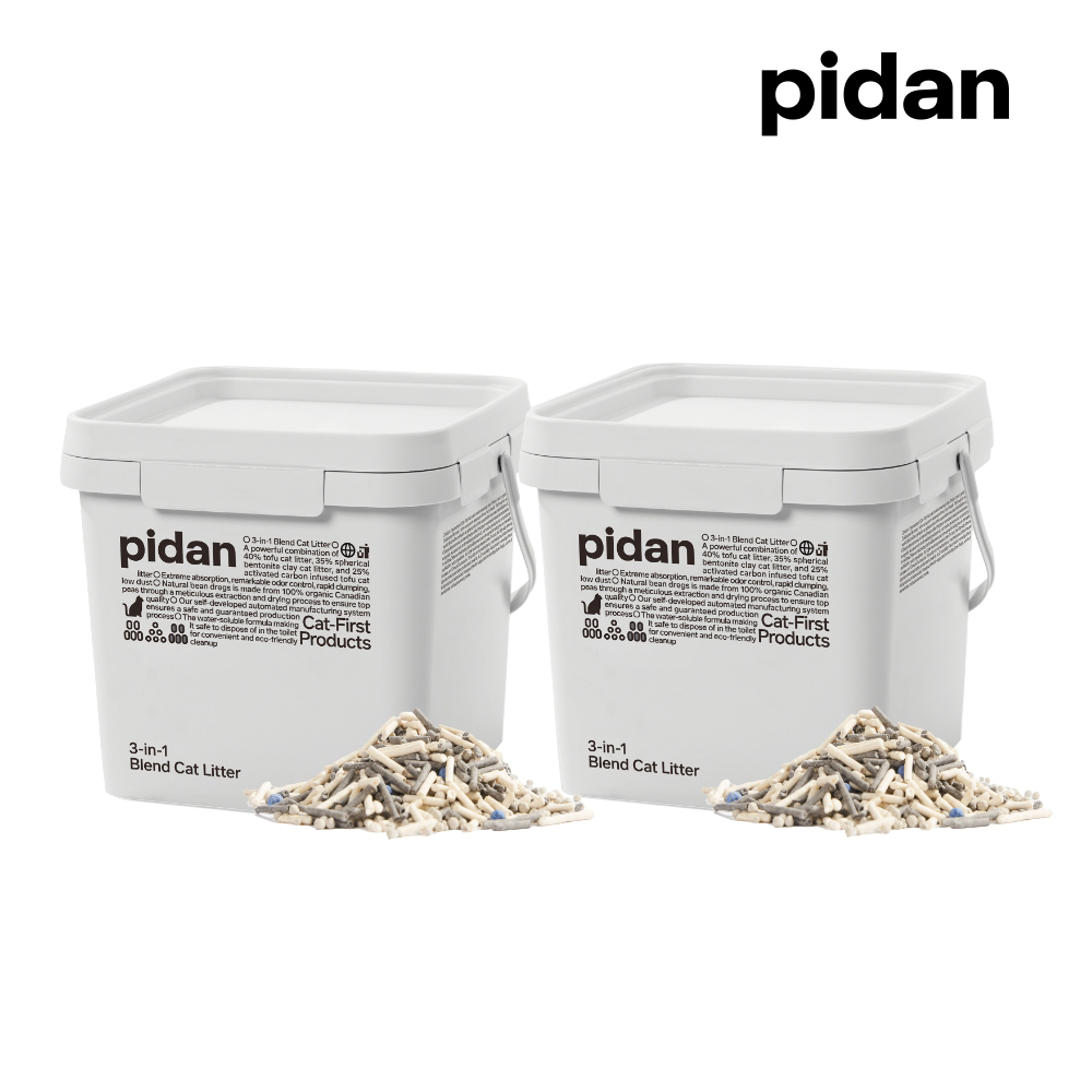 pidan 寵物貓砂│【3in1】原味豆腐&球形膨潤土&活性炭豆腐 - 三合一混合貓砂 - 5.2kg 超值2桶裝