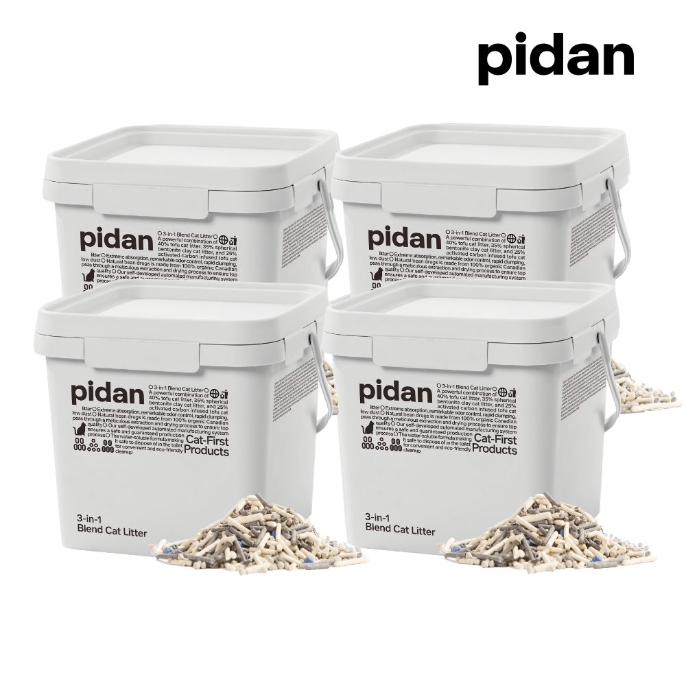 pidan 寵物貓砂│【3in1】原味豆腐&球形膨潤土&活性炭豆腐 - 三合一混合貓砂 - 5.2kg 超值4桶裝