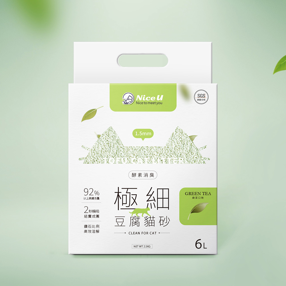 【Nice U】極細1.5MM酵素消臭豆腐砂(綠茶)