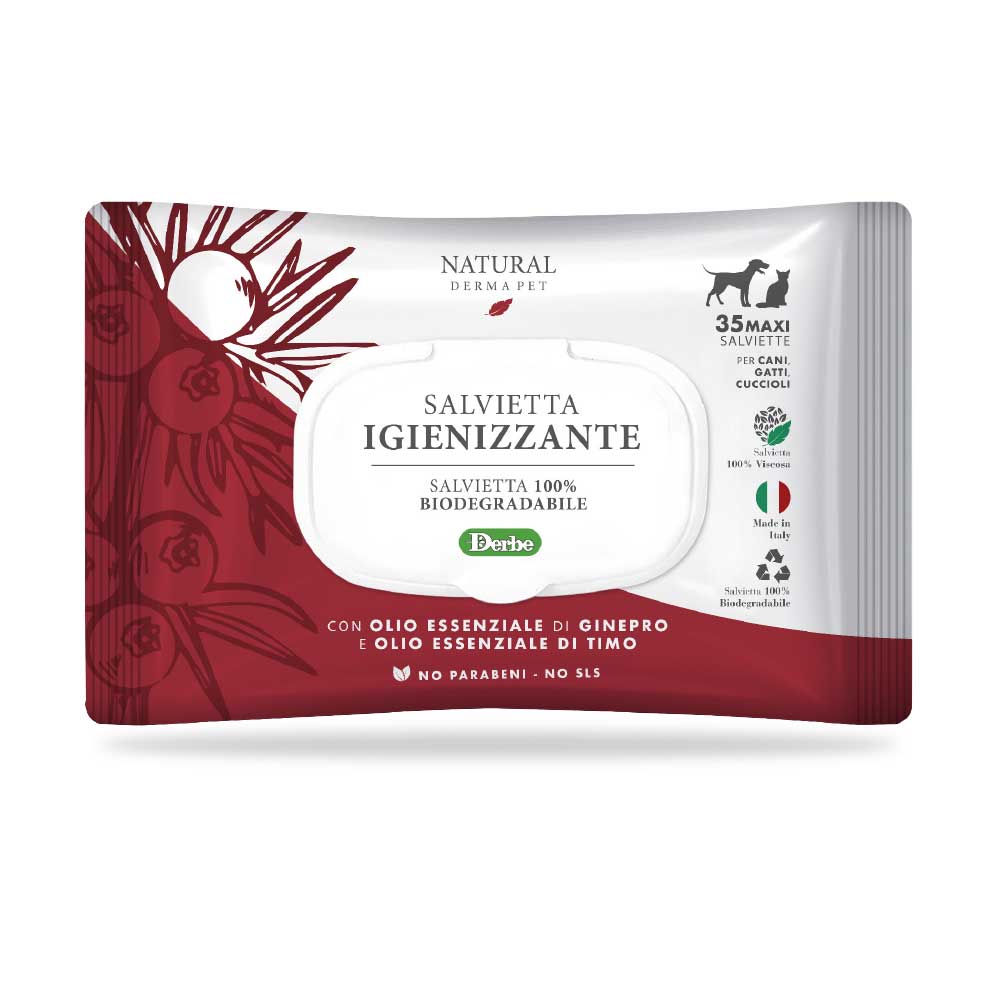 義大利《Derma帝美愛寵》功能型濕紙巾 消毒與深層清潔 Inigenizzante 寵物專用濕紙巾 兩入一組