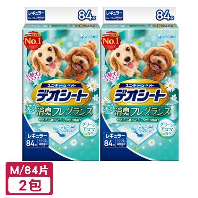 【2包】日本Unicharm 消臭大師 森林香狗尿墊 M 84片/包