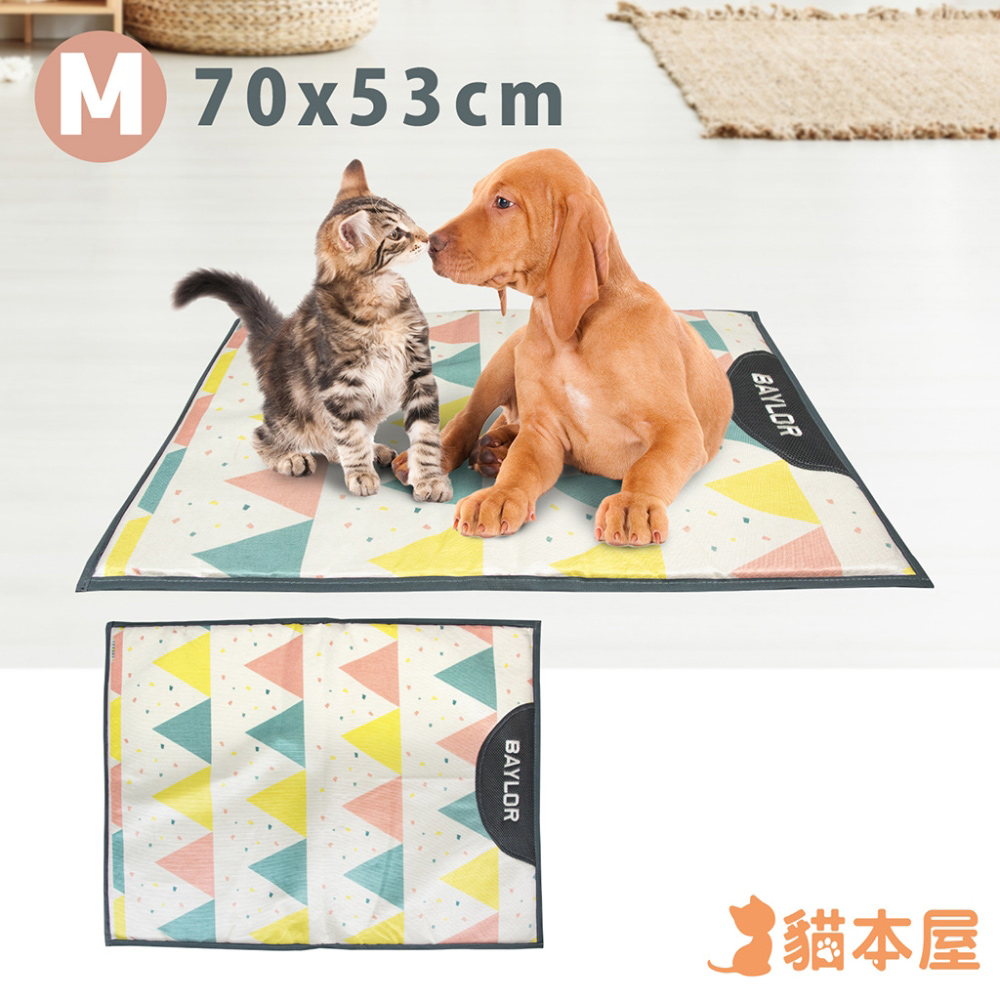貓本屋 冰絲寵物涼墊(M號/70x53cm)-三角旗