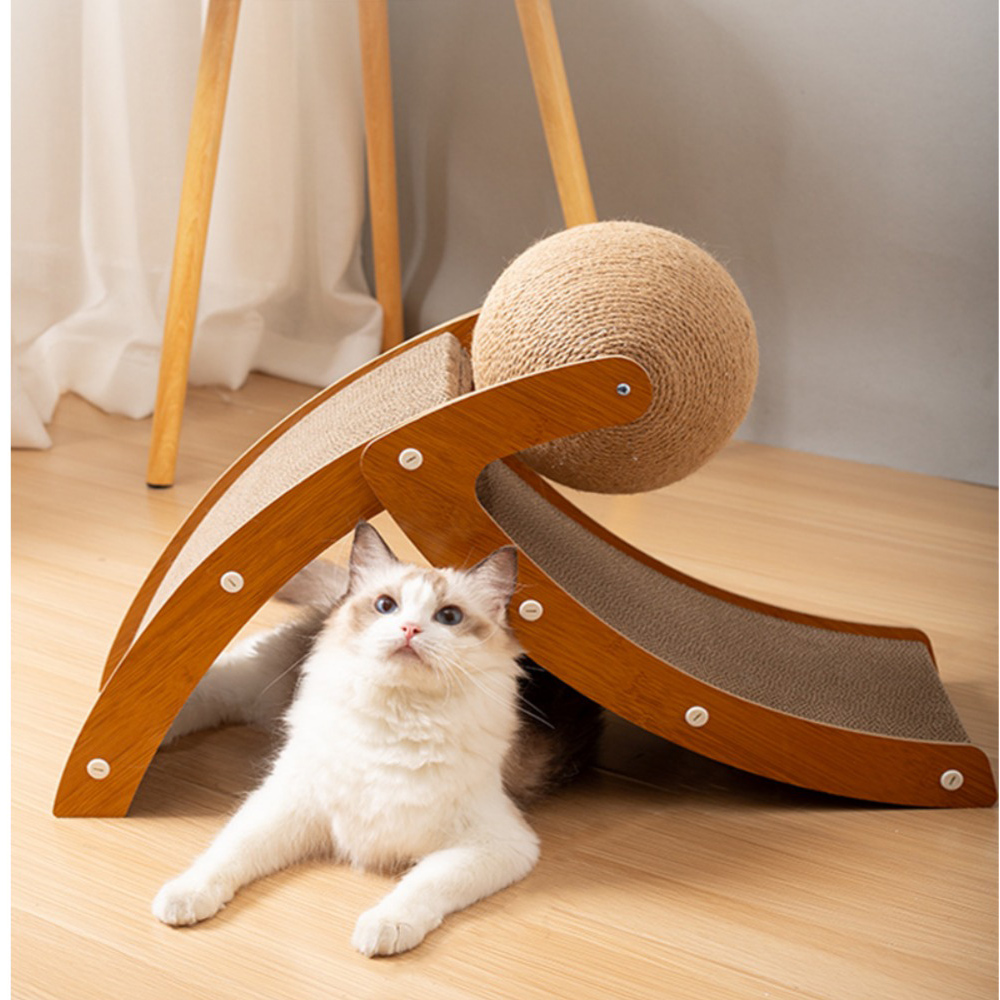 【寵物愛家】 貓抓球木質貓爬架耐抓耐磨不掉屑貓抓板寵物用品自行組裝