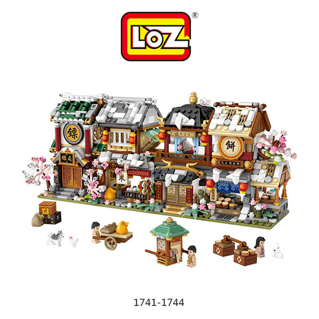 LOZ mini 鑽石積木-1741-1744 古風商店街系列 #4