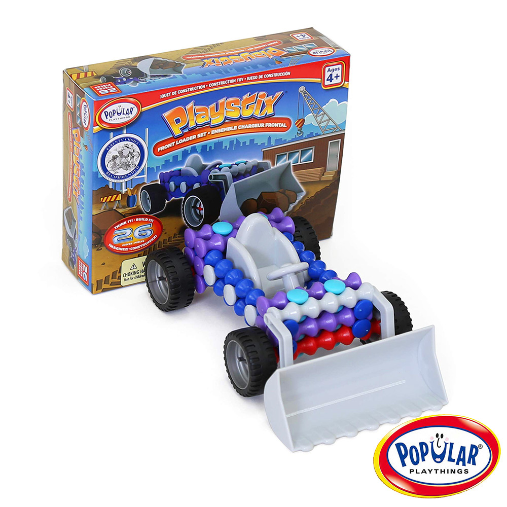 【美國Popular Playthings】竹節積木-工程車(26pcs)