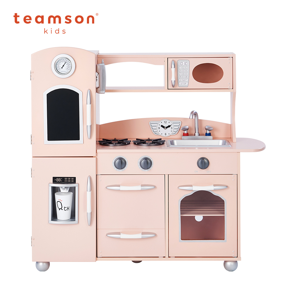 Teamson 奧蘭多木製家家酒兒童廚房玩具(粉色)
