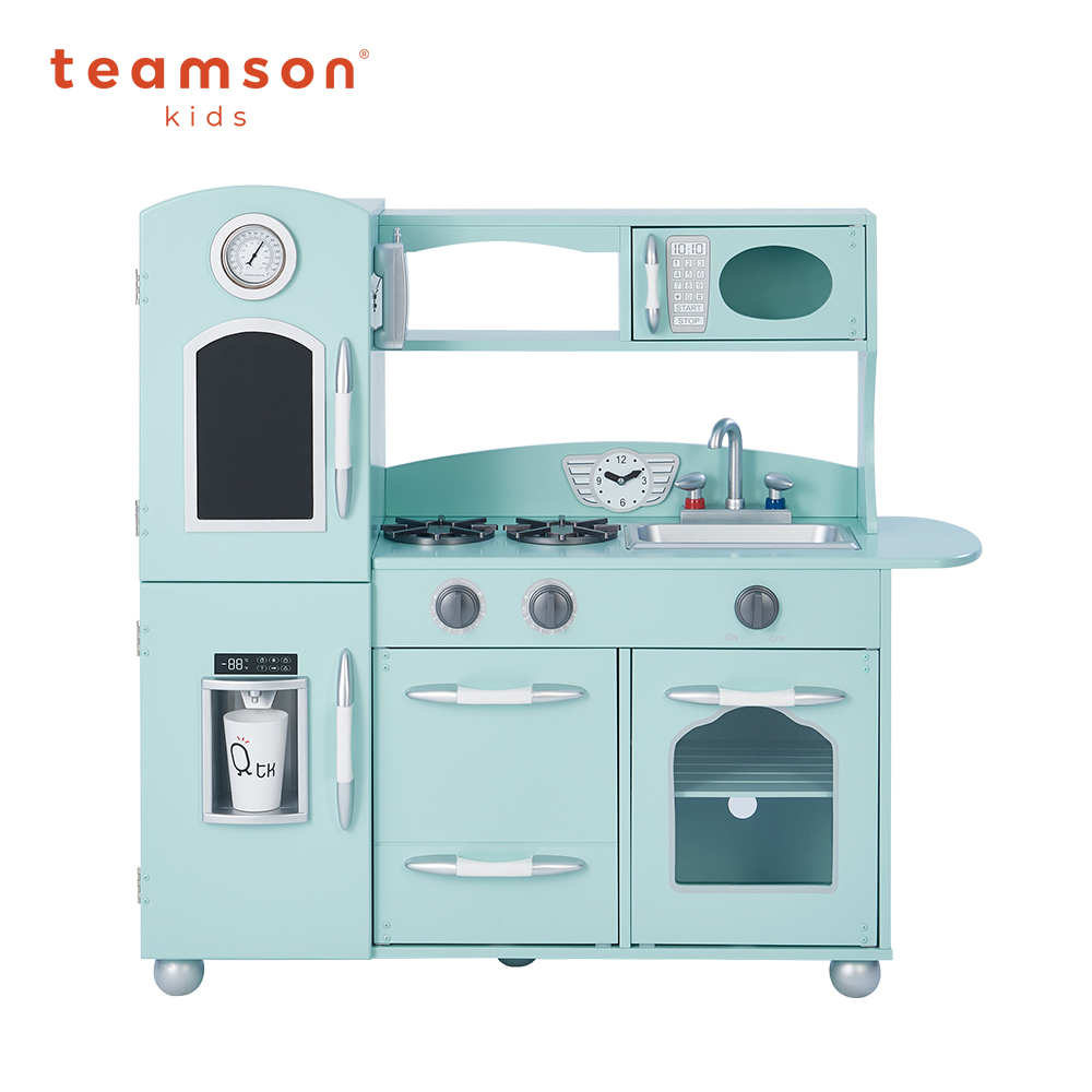 Teamson 奧蘭多木製家家酒兒童廚房玩具(藍綠色)