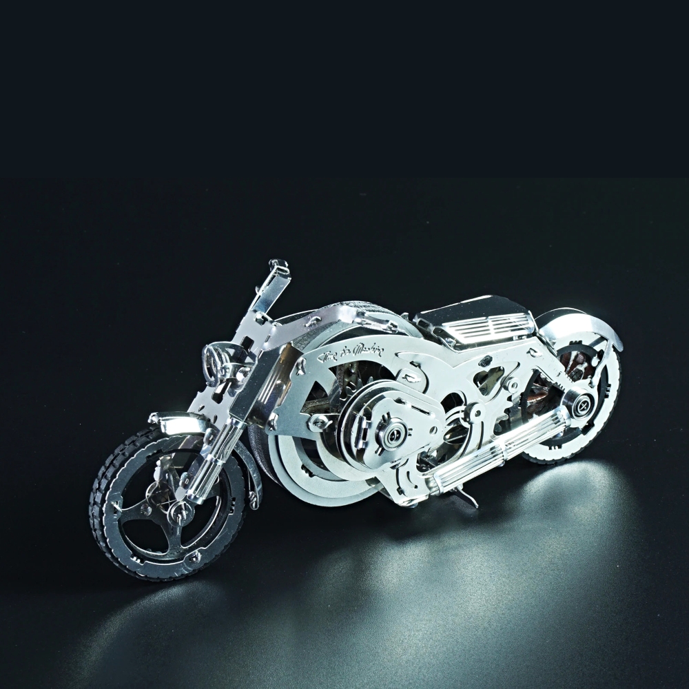 T4M 高階金屬自走模型 - 亮鉻飛輪摩托車 Chrome Rider