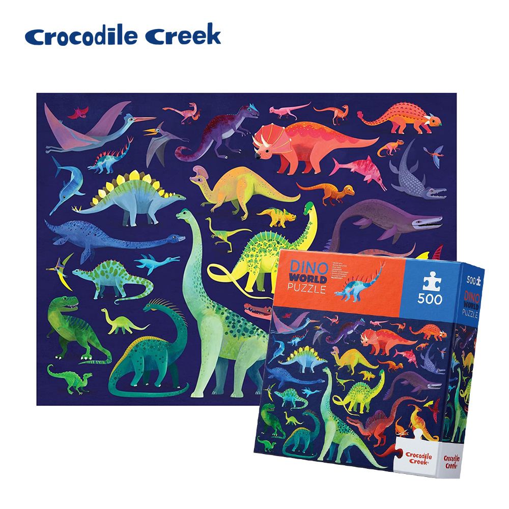 【美國Crocodile Creek】 家庭主題拼圖500片-恐龍世界