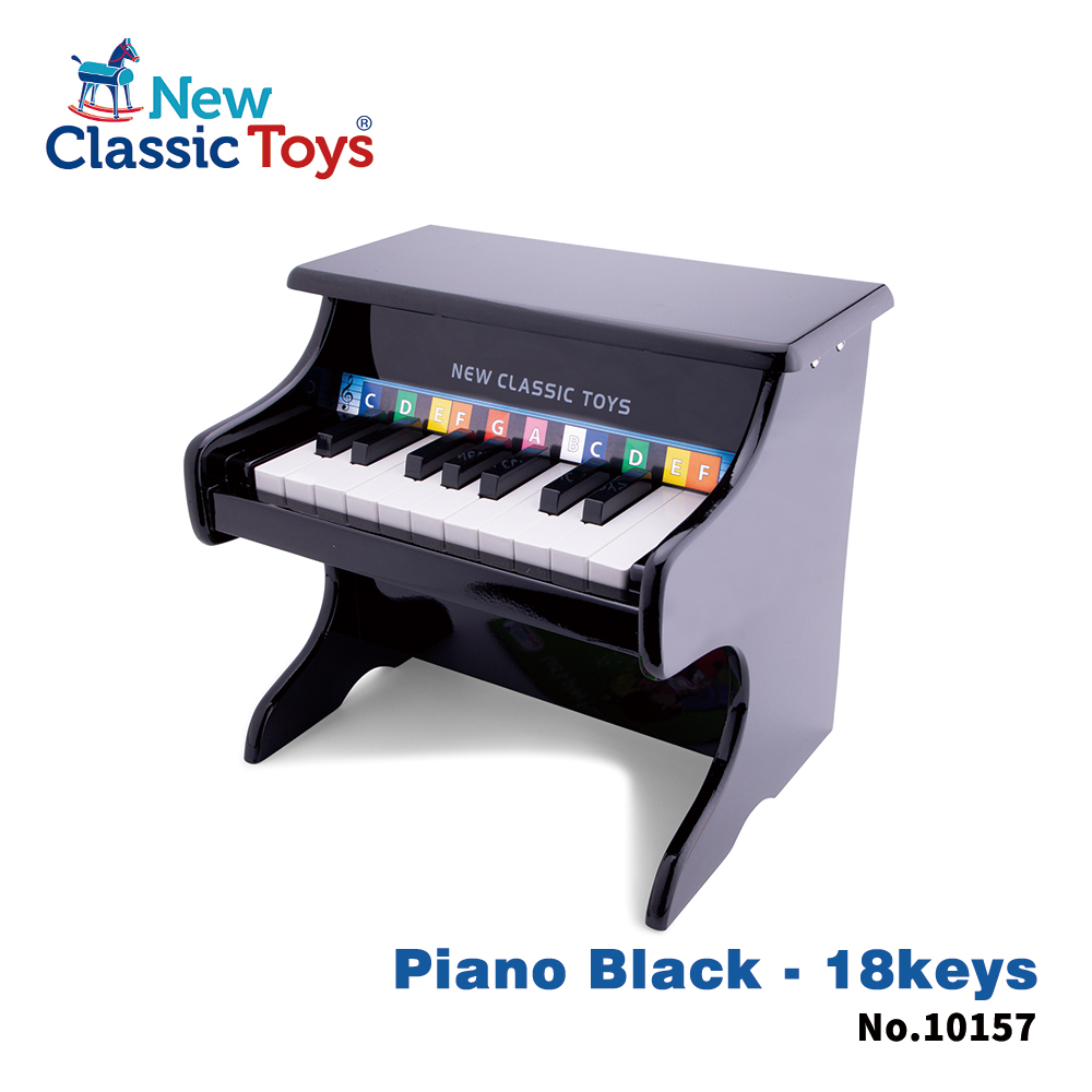 【荷蘭 New Classic Toys】幼兒18鍵鋼琴玩具-沉穩黑 10157