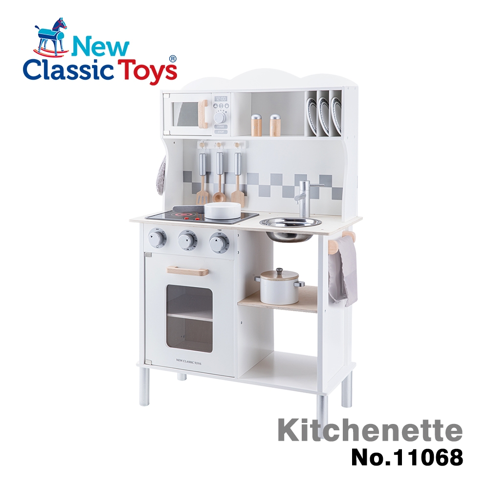 【荷蘭New Classic Toys】聲光小主廚木製廚房玩具(天使白-含配件12件) - 11068