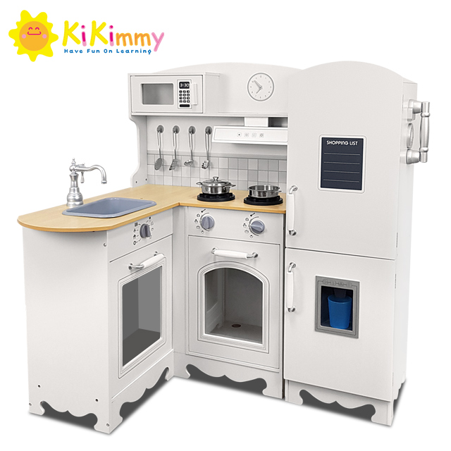 Kikimmy加大版歐式木製大型聲光廚房玩具組(附配件11件)