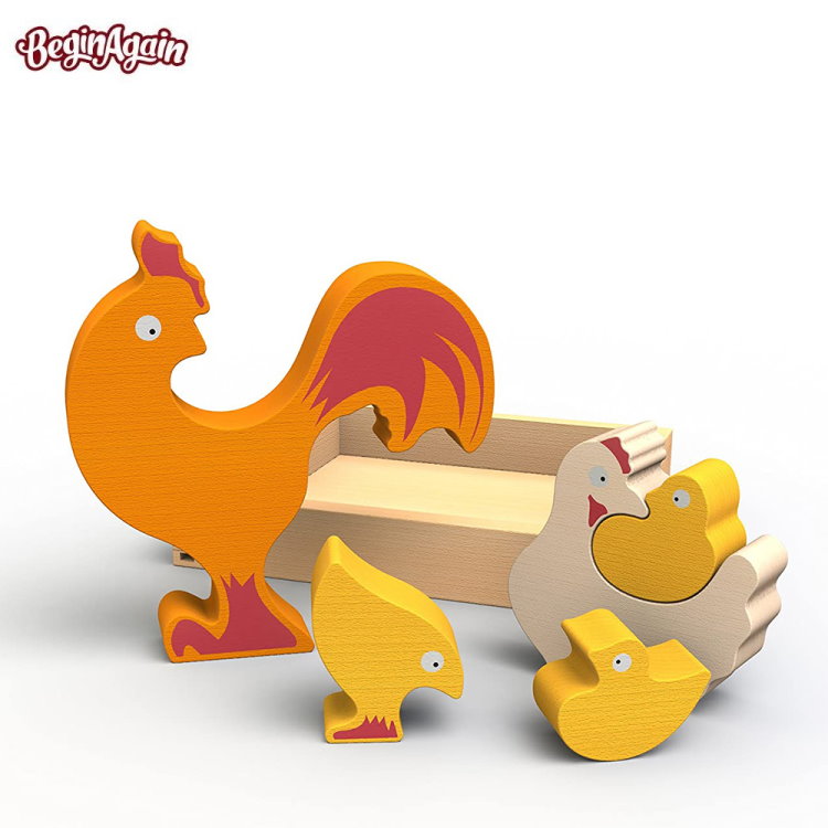 BeginAgain 木頭造型玩具-小雞家庭(I1604)