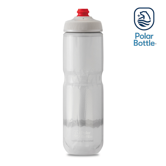 Polar Bottle 24oz 雙層保冷噴射水壺 Ridge 白-銀