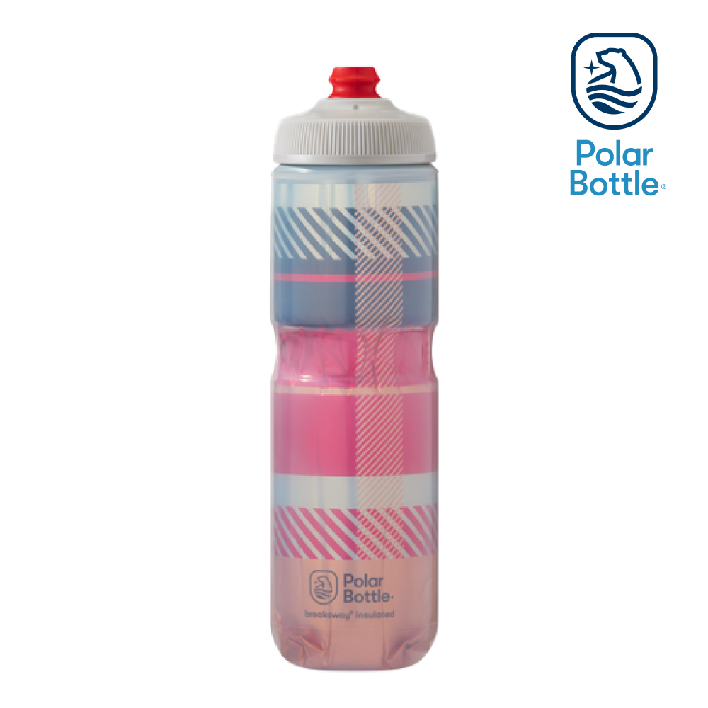 Polar Bottle 24oz 方格紋雙層保冷噴射水壺 Tartan 紅-橘 Red-Orange