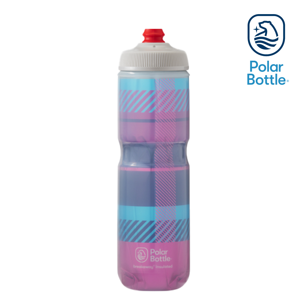 Polar Bottle 24oz 方格紋雙層保冷噴射水壺 Tartan 粉-藍 Pink-Navy