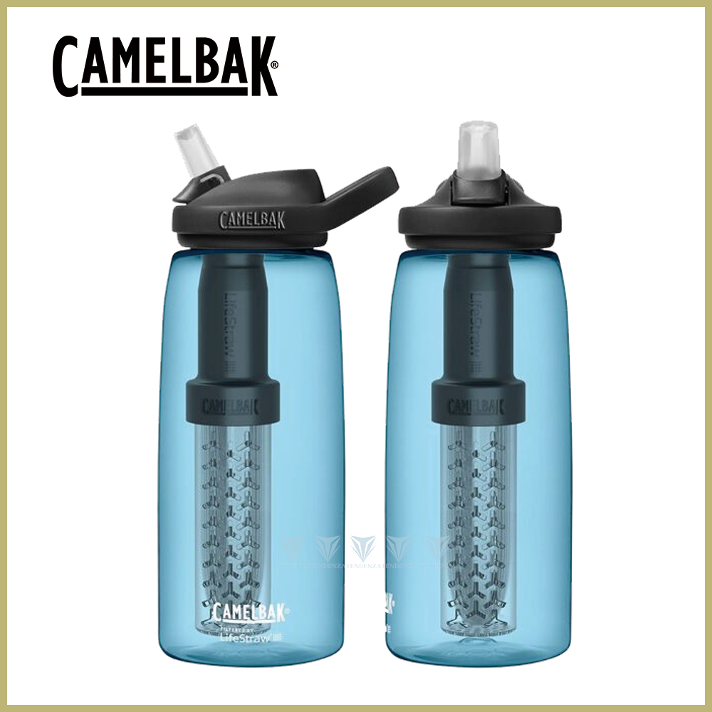 CamelBak 1000ml LifeStraw濾心 eddy+多水吸管水瓶RENEW 透藍